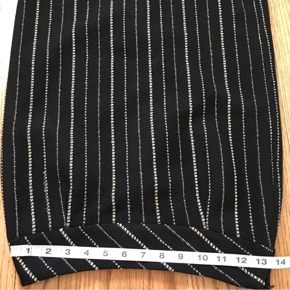 Vintage 90's Jinkaieng Black Metallic Wool Blend Straight Pencil Skirt - Picture 6 of 16